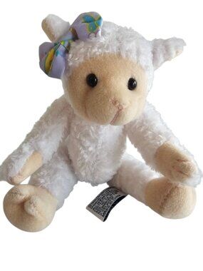 Chrisha Playful Plush 8 Inch Lamb Jointed Legs Stuffed Animal Easter Bow